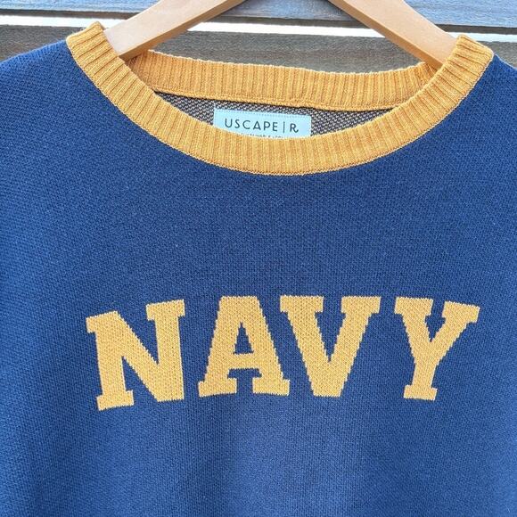 Navy Midshipman Uscape R blue brown sweater Recycled material Size XL - Picture 4 of 6